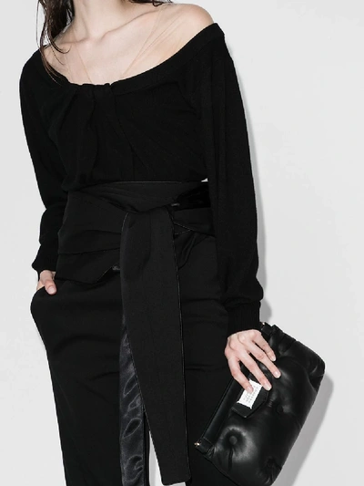 Shop Alexander Wang Tulle Shoulder Cropped Sweater In Black