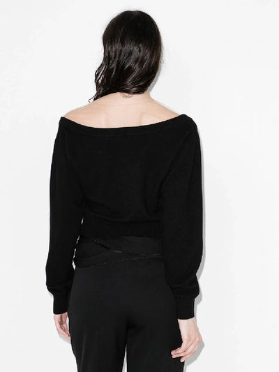 Shop Alexander Wang Tulle Shoulder Cropped Sweater In Black
