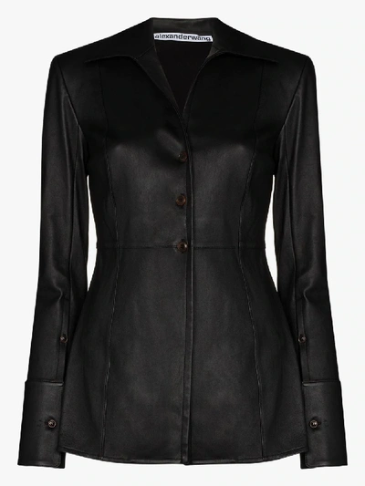 Shop Alexander Wang Fitted Leather Blazer In Black