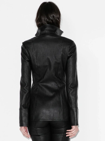 Shop Alexander Wang Fitted Leather Blazer In Black