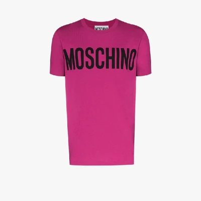 Shop Moschino Pink Logo Print T-shirt