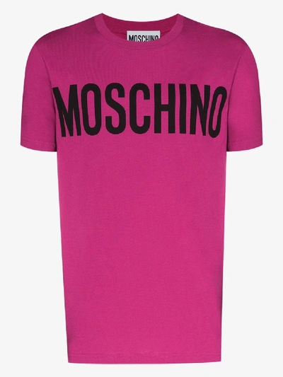 Shop Moschino Pink Logo Print T-shirt
