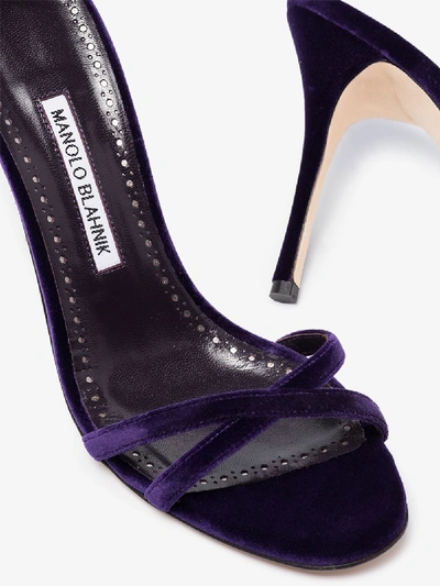 Shop Manolo Blahnik Paloma 105 Velvet Sandals In Purple