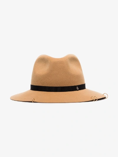 Shop Maison Michel Brown Henrietta Chain Fedora Hat