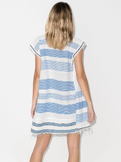 Shop Lemlem Mizan Striped Mini Dress In Blue