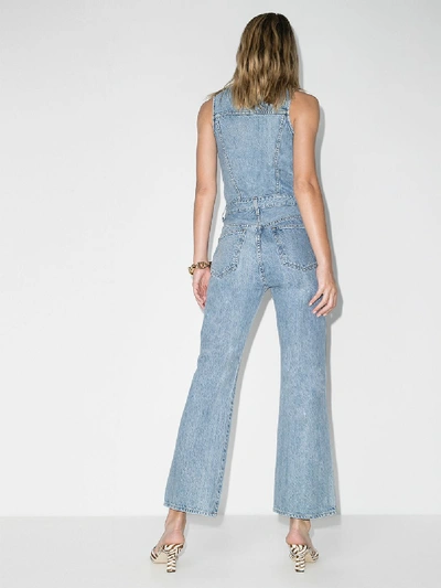 Shop Agolde Sleeveless Organic Cotton Jumpsuit In Blue