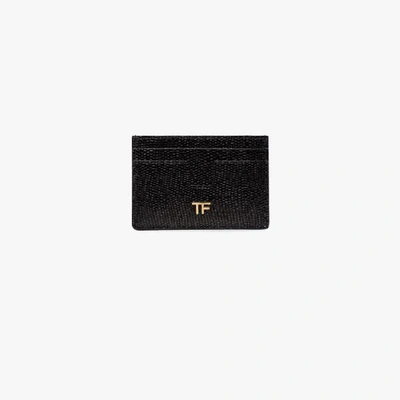 Shop Tom Ford Black Embossed Leather Card Holder