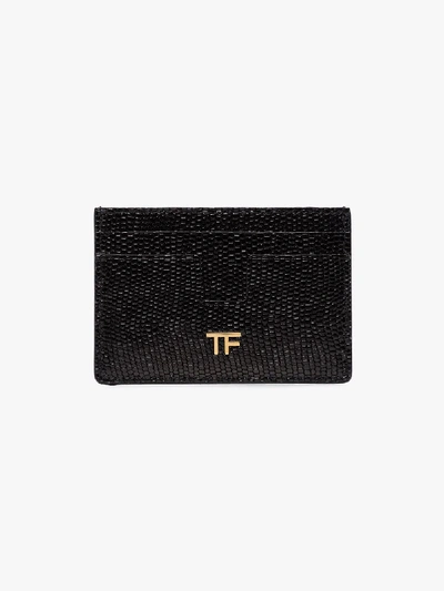 Shop Tom Ford Black Embossed Leather Card Holder