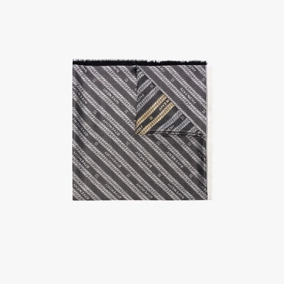 Shop Givenchy Grey Logo Chain Silk Scarf