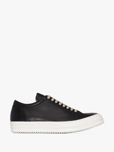 Shop Rick Owens Black Performa Low Leather Sneakers
