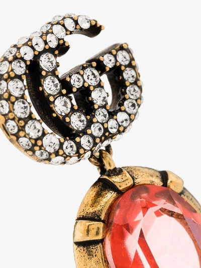Shop Gucci Red Crystal Stone Drop Earrings