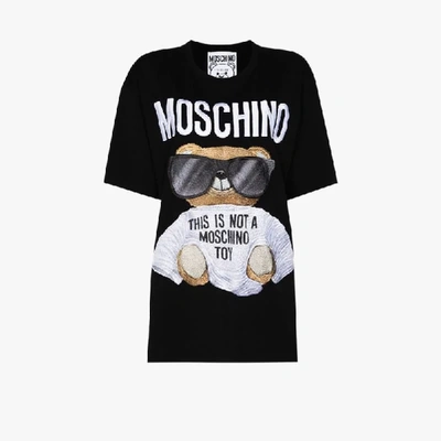 Shop Moschino Sunglasses Teddy Bear Cotton T-shirt In Black