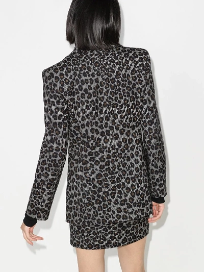 Shop Versace White Leopard Print Wool Blazer
