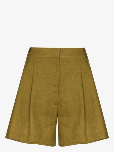 Shop Asceno Madrid Organic Linen Shorts In Green