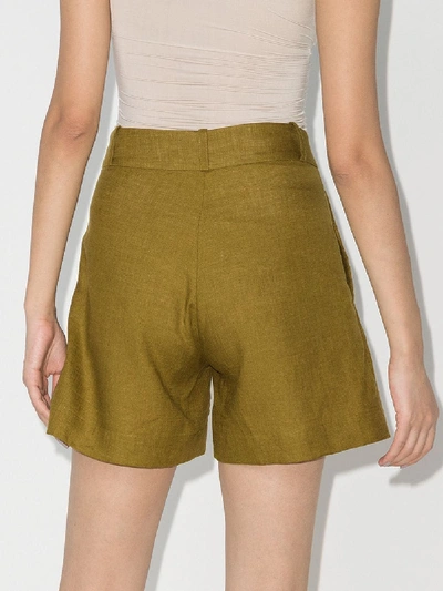 Shop Asceno Madrid Organic Linen Shorts In Green