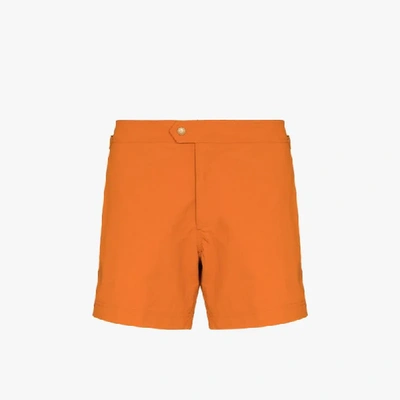 Shop Tom Ford Orange Adjustable Swim Shorts