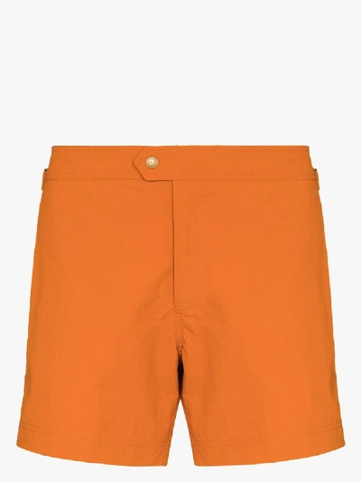 Shop Tom Ford Orange Adjustable Swim Shorts