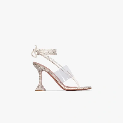 Shop Amina Muaddi Neutral Zula 95 Wrap Sandals In Multicolour