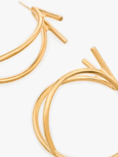 Shop Ferragamo Gold Tone Gancini Double Hoop Earrings