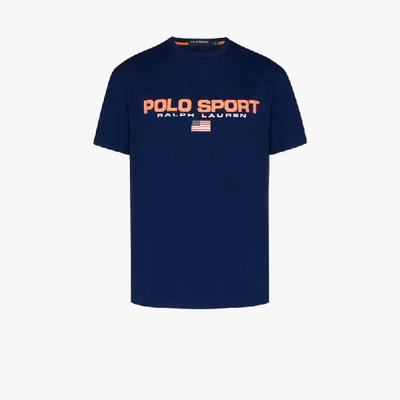 Shop Polo Ralph Lauren Sport Logo Cotton T-shirt In Blue