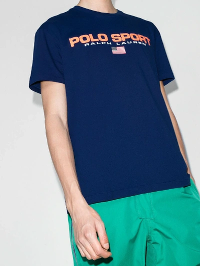 Shop Polo Ralph Lauren Sport Logo Cotton T-shirt In Blue