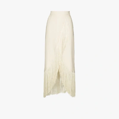 Shop Taller Marmo El Pareo Fringe Hem Skirt In White