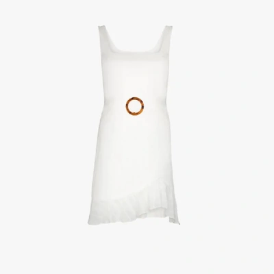 Shop De La Vali Christabel Belted Cotton Mini Dress In White