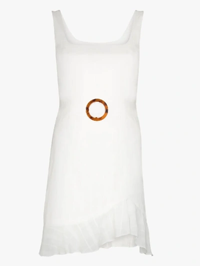 Shop De La Vali Christabel Belted Cotton Mini Dress In White