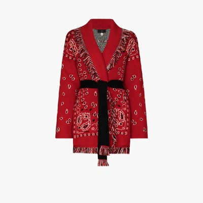 Shop Alanui La Scala Cashmere Cardigan In Red