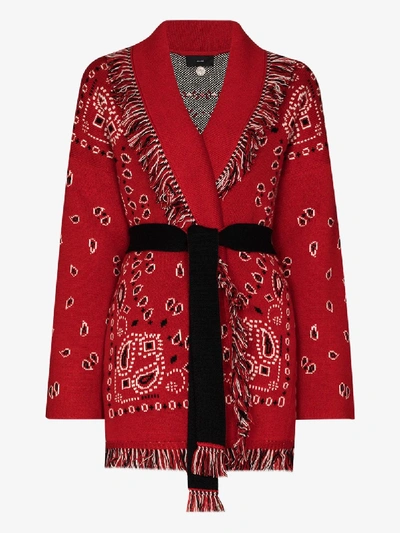 Shop Alanui La Scala Cashmere Cardigan In Red