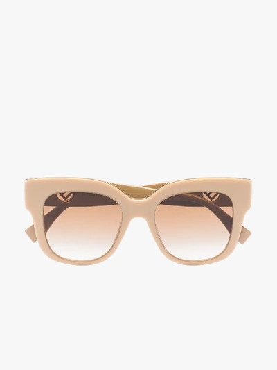 Shop Fendi Beige Oversized Square Sunglasses In Neutrals