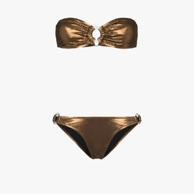 Shop Reina Olga Bandcamp Bandeau Bikini In Brown