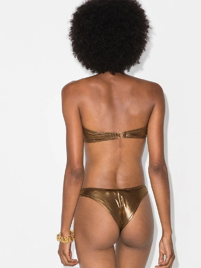 Shop Reina Olga Bandcamp Bandeau Bikini In Brown