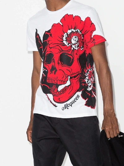 Shop Alexander Mcqueen Skull In Bloom T-shirt In White