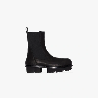 Shop Rick Owens Black Performa Boxo Megatooth Leather Chelsea Boots