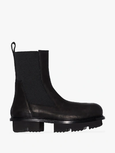 Shop Rick Owens Black Performa Boxo Megatooth Leather Chelsea Boots