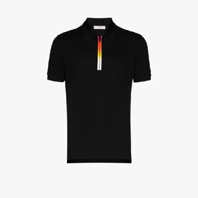 Shop Givenchy Gradient Logo Zip Polo Shirt In Black