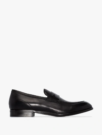 Shop Ermenegildo Zegna Leather Penny Loafers In Black