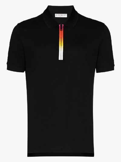 Shop Givenchy Gradient Logo Zip Polo Shirt In Black