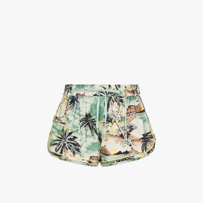 Shop Zimmermann Juliette Island Print Shorts In Green