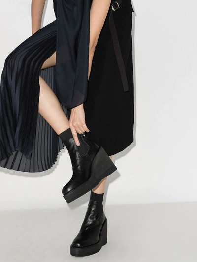 Shop Sacai 115 Wedge Ankle Boots In Black