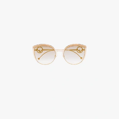 Shop Fendi Gold Tone F Is  Sunglasses