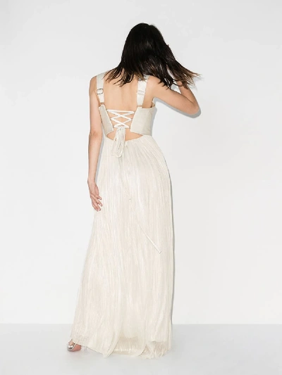 Shop Maria Lucia Hohan Velika Sleeveless Pleated Evening Gown In White
