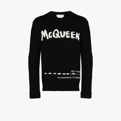 Shop Alexander Mcqueen Intarsien-pullover Mit Logo In Black