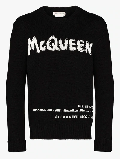 Shop Alexander Mcqueen Intarsien-pullover Mit Logo In Black