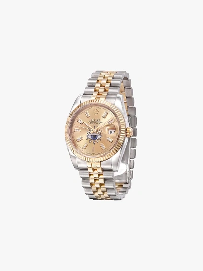 Shop Jacquie Aiche Reworked Vintage Rolex Oyster Perpetual Datejust Watch In Metallic