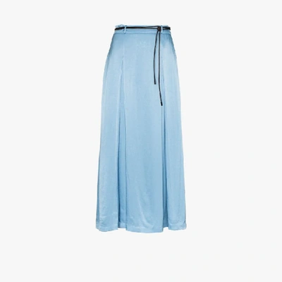 Shop Rejina Pyo Malia Pleated Midi Skirt In Blue