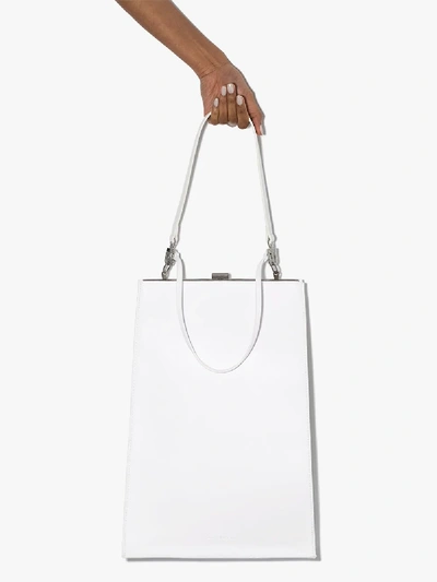 Shop Studio Amelia White 4.3 Midi Envelope Leather Bag