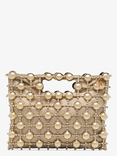 Shop Rosantica Gold Dinastia Beaded Clutch Bag