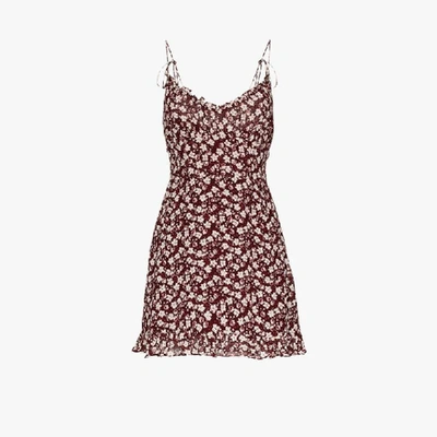 Shop Reformation Esther Floral Print Mini Dress In Red